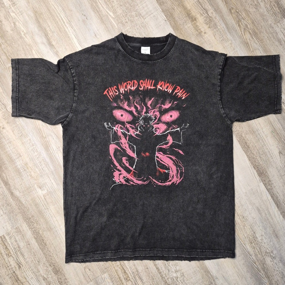 Naruto‎ The World Shall Know Pain Distressed T-shirt Anime Manga 90s Retro Style